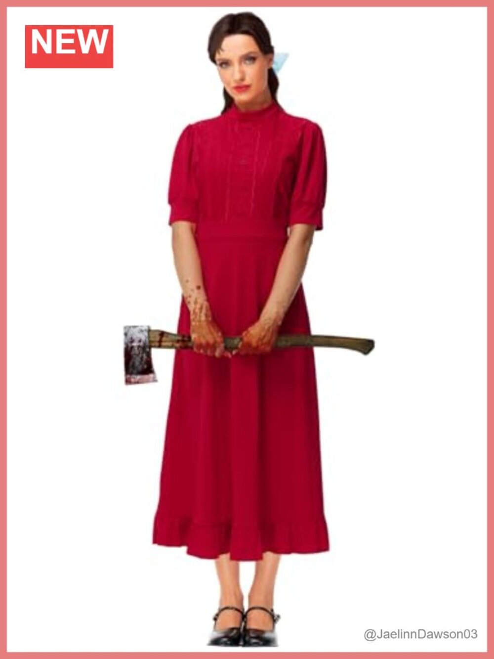 AOBUTE Gothic Red Lace Halloween Costume Dress Puff Sleeve Cosplay Party